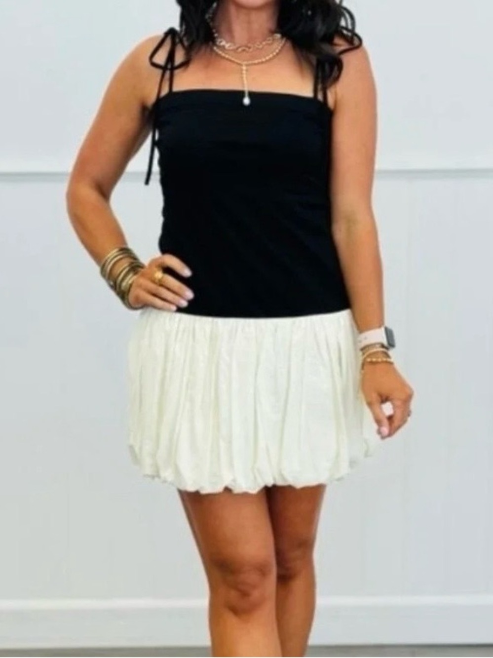 Heyson Black & White Mini Bubble Skirt - size M